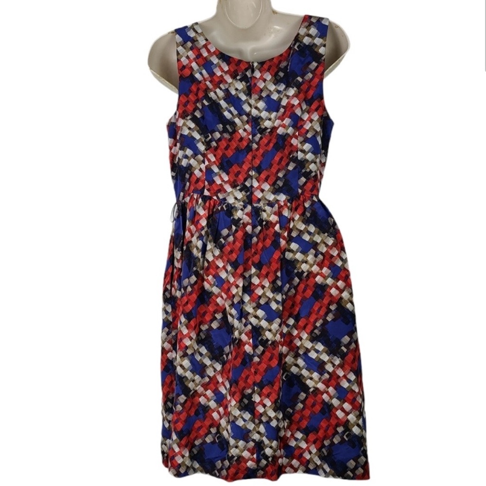 Trina Turk Multicolored Silk Geo Print Fit & Flare Dress 6